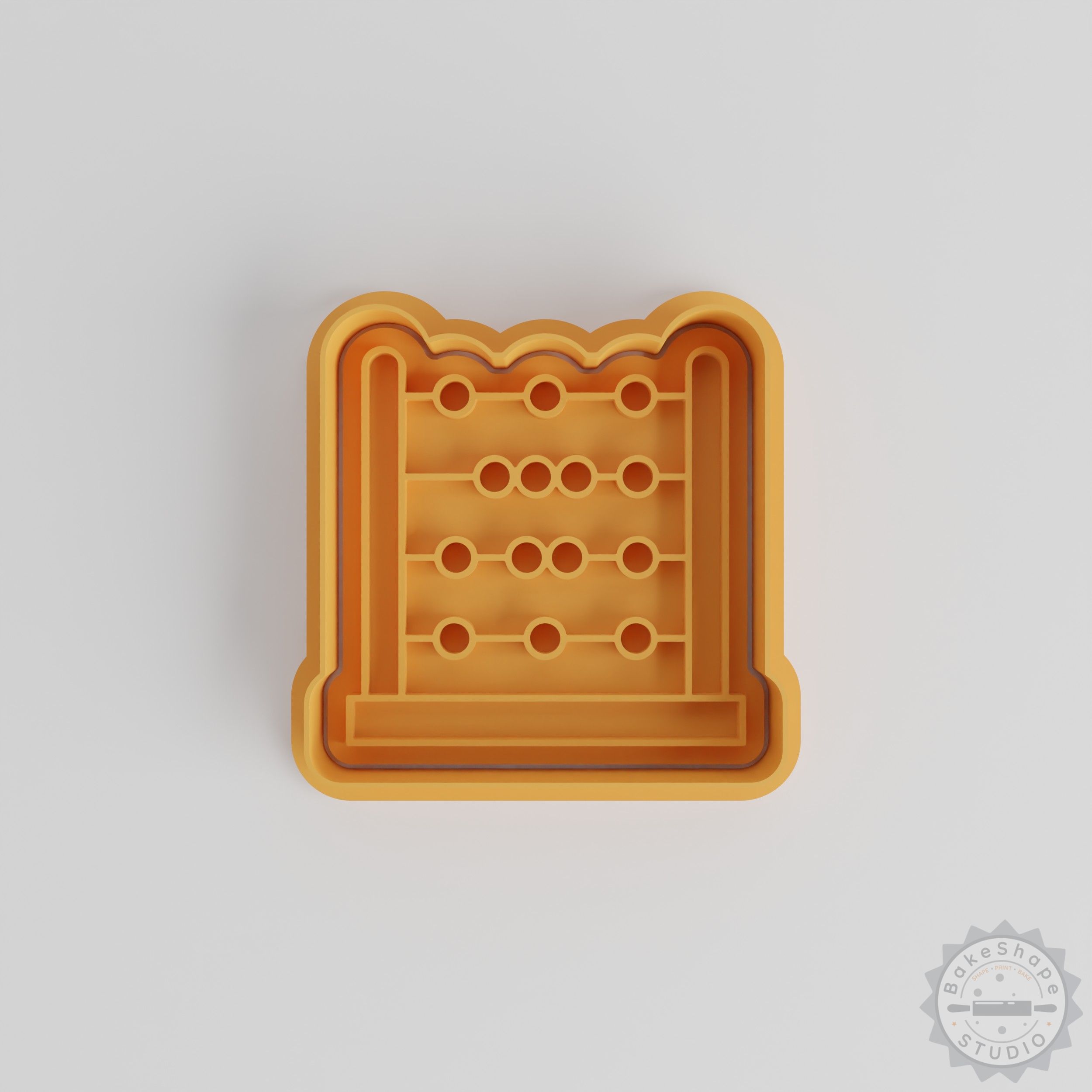 Math Educational Bead Counter Set, Abacus Shape Cookie Cutter Stamp, Sizes S/M/L, 6-Piece Baking Tool