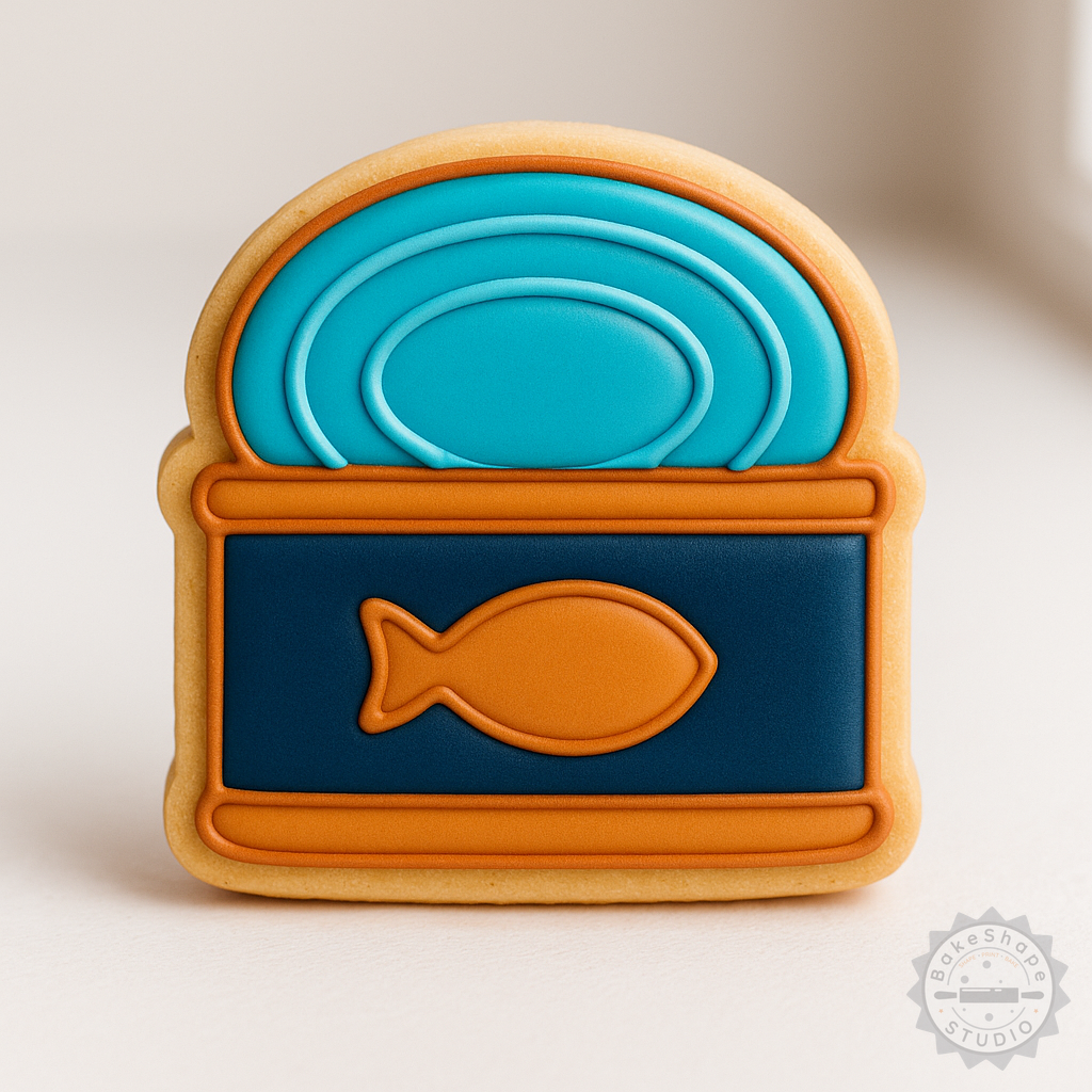 Decorated example 1 of Tuna Tin Cookie & Fondant Cutter Set, 6 Pieces, Perfect for Shape & Stamp Designs