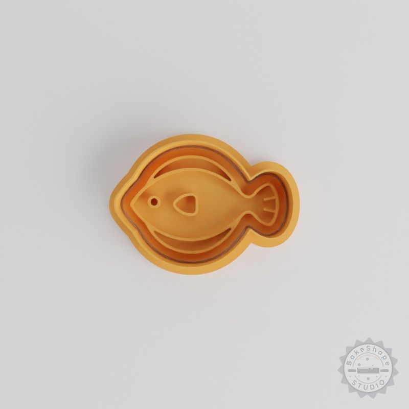 Flounder Shape Cutter & Stamp Set, Perfect for Cookies & Fondant, 3 Sizes, Ocean Fish Design