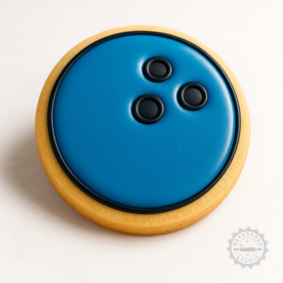 Decorated example 1 of Bowling Cookie Cutter Set, Shape Stamp for Cookies & Fondant, 3 Sizes, Perfect for Bowling Party Treats