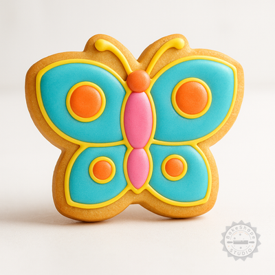 Decorated example 1 of Butterfly Shape Cutter and Stamp Set, Perfect for Cookies and Fondant, 6-Piece S/M/L Collection