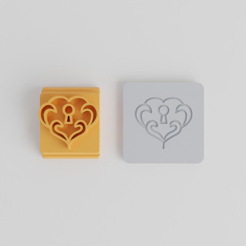 Locked Heart Stamp Tile Set, 5 Sizes for Clay, Cookies, Fondant, Crafts