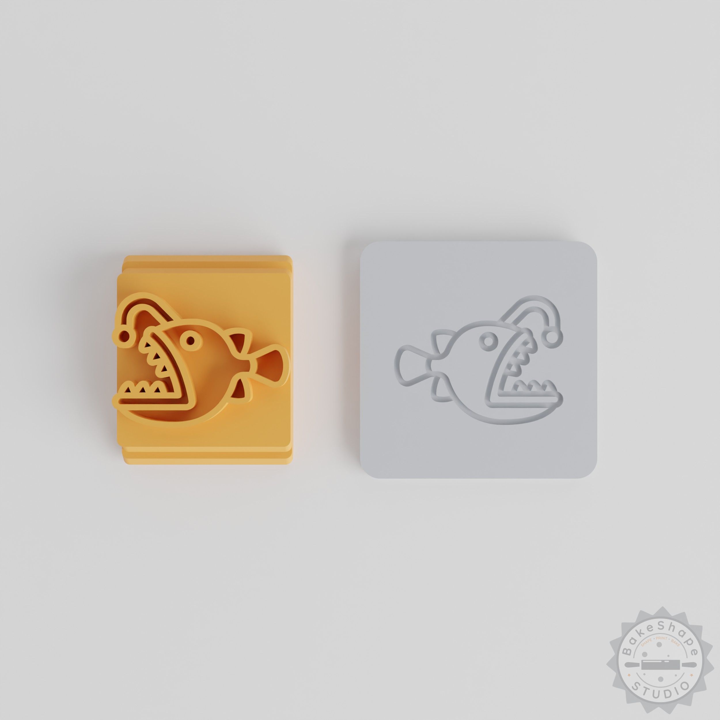 Angler Fish Stamp Tile Set, 5 Sizes, Perfect for Clay & Fondant