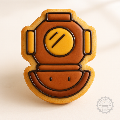 Decorated example 1 of Antique Diving Helmet Cookie Cutter Set, 6-Piece, Perfect for Cookies & Fondant