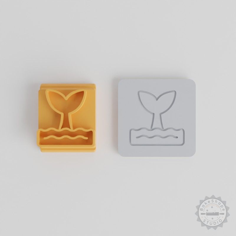 Whale Tail Ocean Stamp Tile Set, 5 Sizes, Perfect for Clay and Cookies Crafting