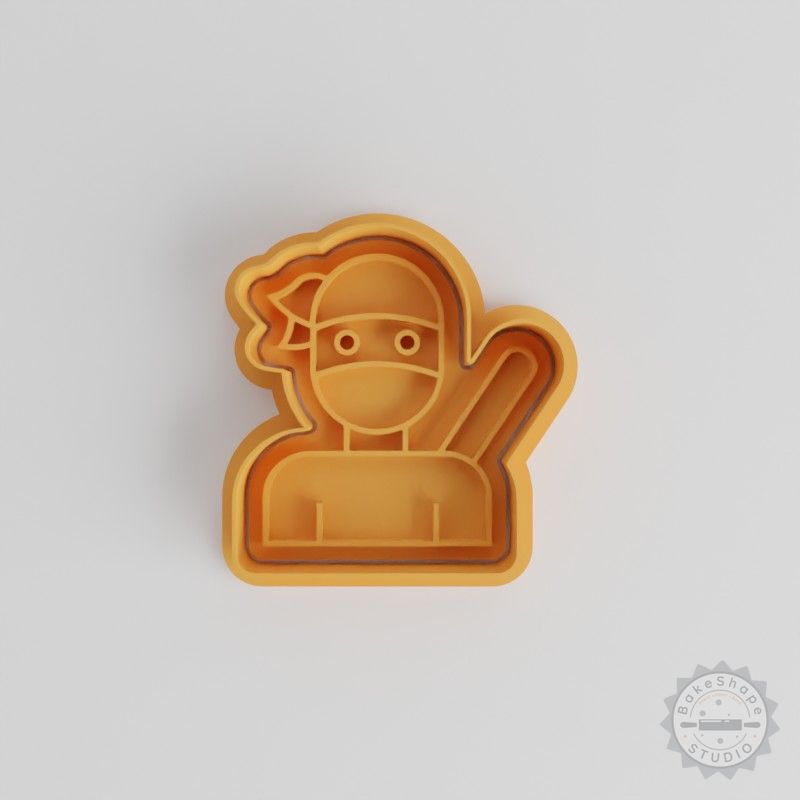 Ninja Shape Cutter and Stamp Set, 6-Piece, Perfect for Cookies and Fondant, Includes S/M/L Sizes