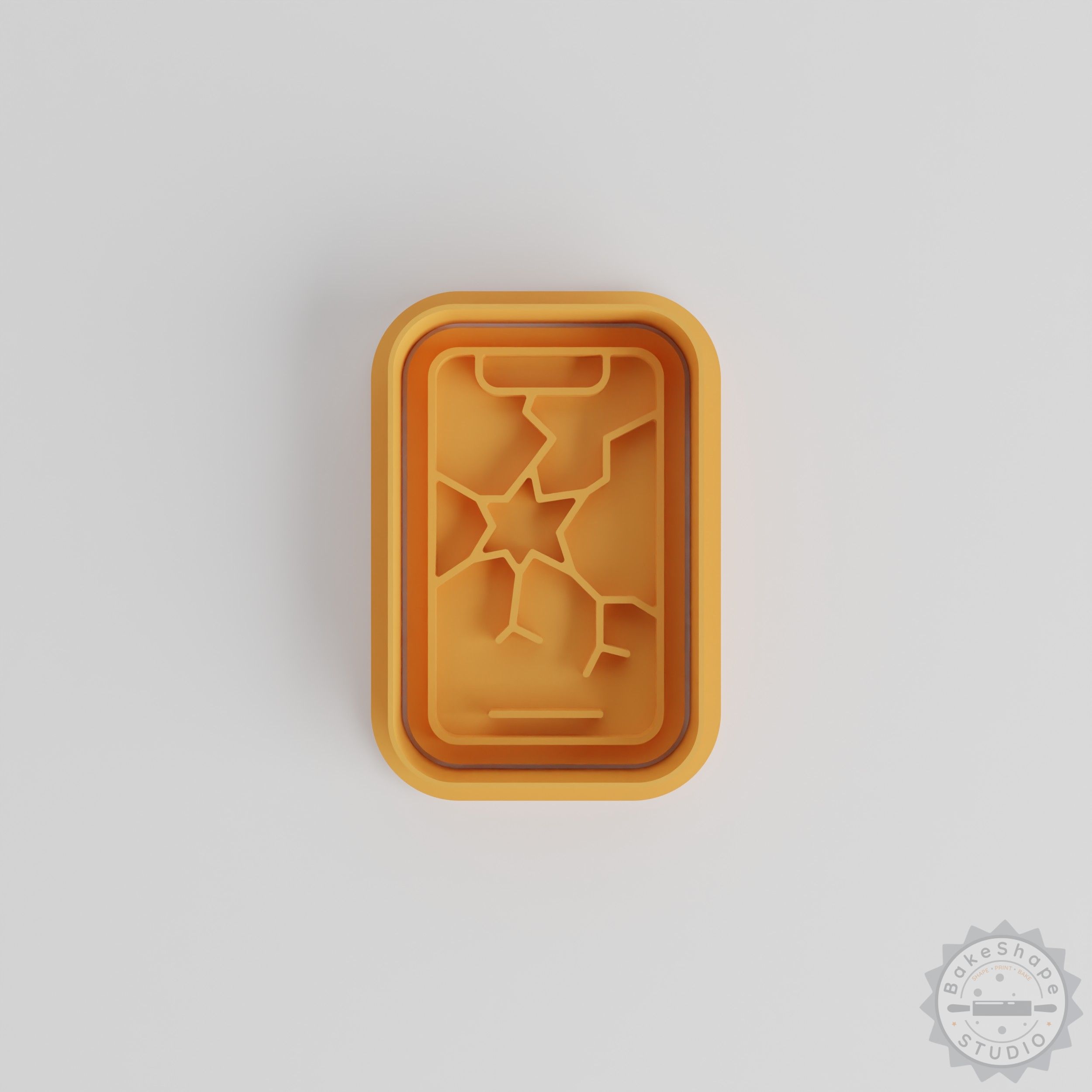 Cracked Mobile Screen Shape Cutter and Stamp Set, 6-Piece Cookie and Fondant Decor Tool, S/M/L Sizes