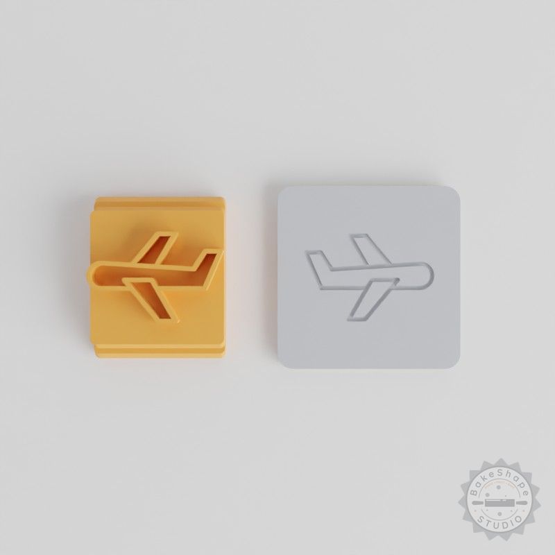 Plane Stamp Tile Set for Clay, Cookies, Fondant, 5 Motif Sizes 20-40mm