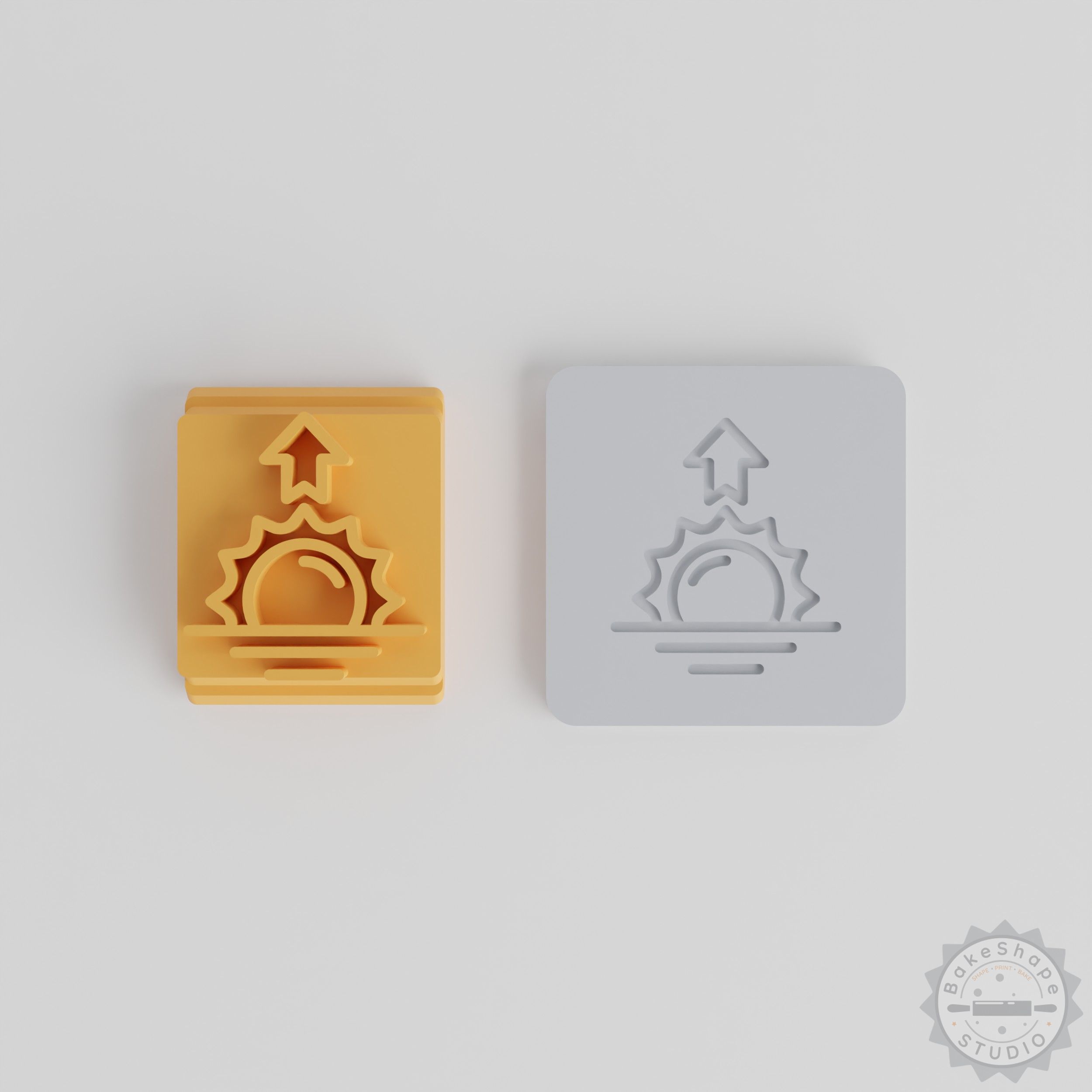 Sunrise stamp tile set in five sizes for clay and crafting with nature morning motifs STL