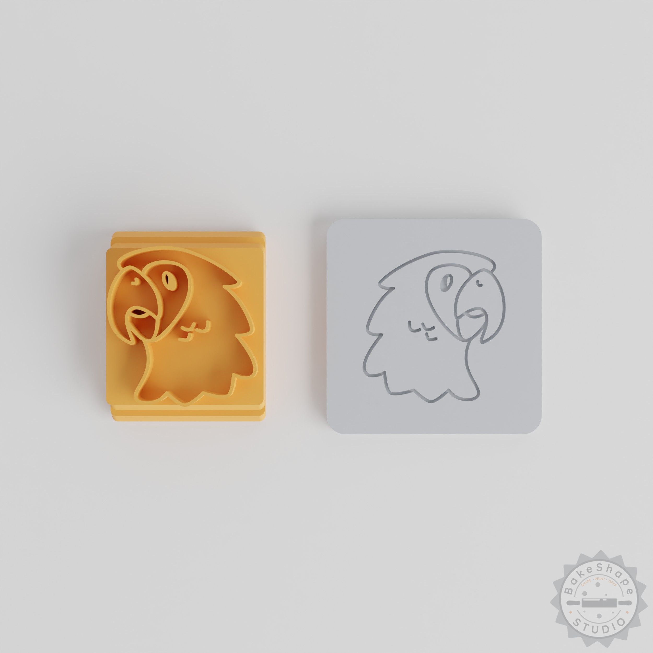 Parrot Stamp Tile Set, Animal Motif, 5 Sizes, Ideal for Clay and Cookie Designs, Tropical Bird Theme