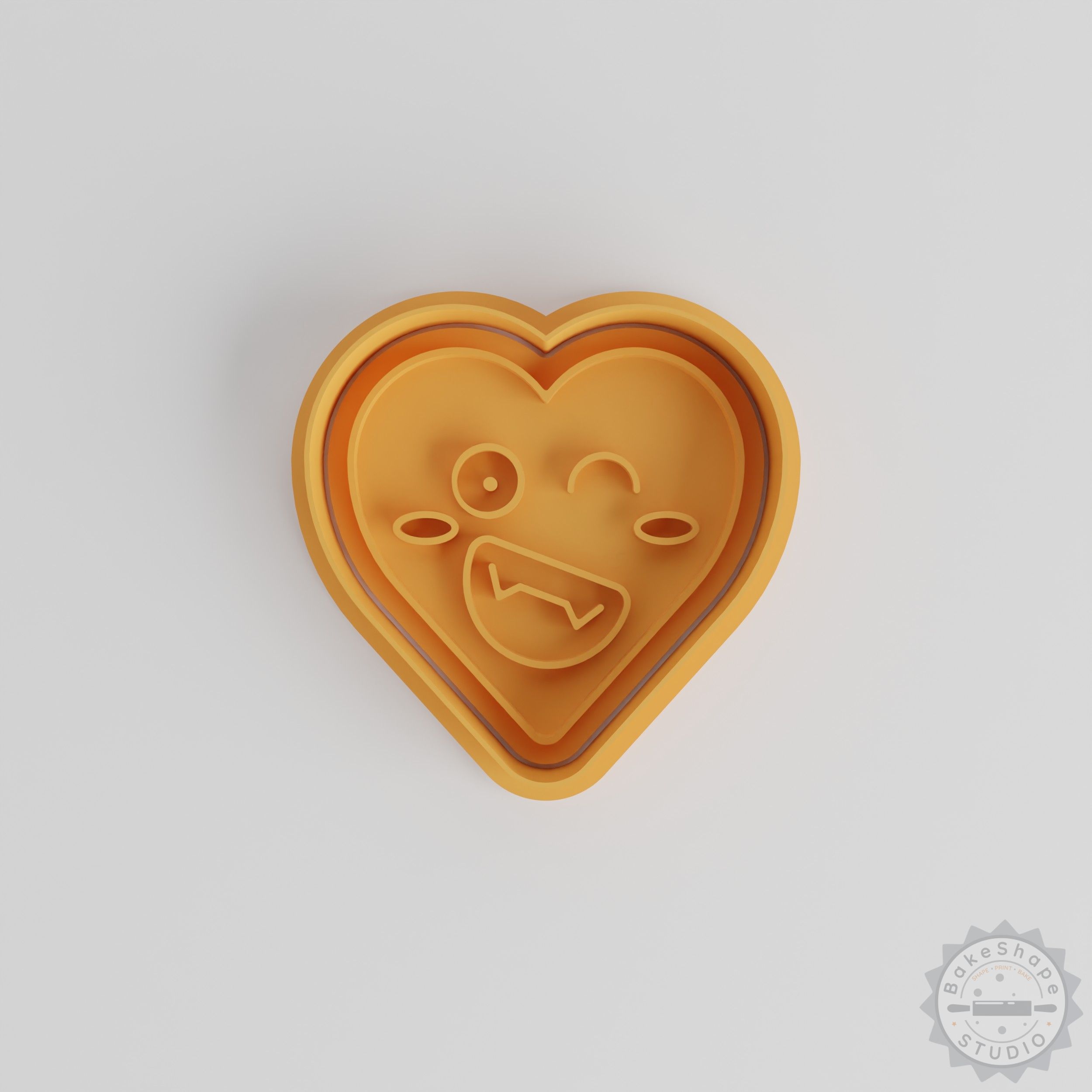 Smile Face Cookie Cutter & Stamp Set, Heart Emoji Design, 6-Piece Fondant Mold Collection, 3 Sizes