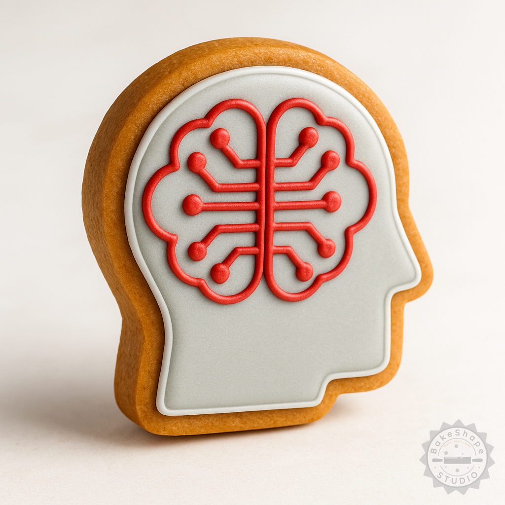 Decorated example 1 of Mind Network Shape Cutter and Stamp Set, Cookie and Fondant Tool, 6-Piece Bundle, Multiple Sizes