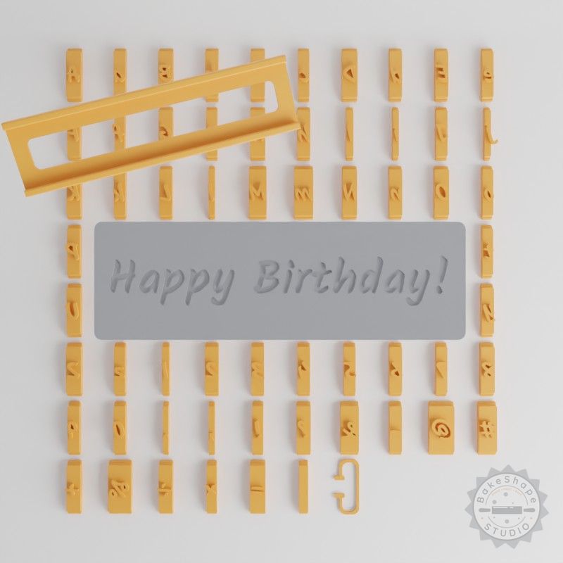 Kalam Bold Font Tiles Set, 1/2" Size, 80-Piece for Clay, Cookies, Fondant