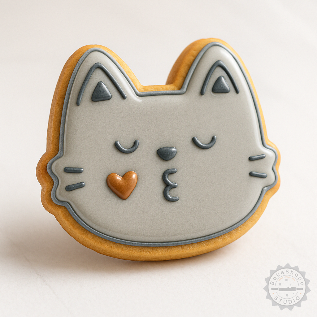 Decorated example 1 of Kiss Shape Cutter and Stamp Set, Perfect for Cookies or Fondant, Includes S/M/L Sizes, Romantic Design