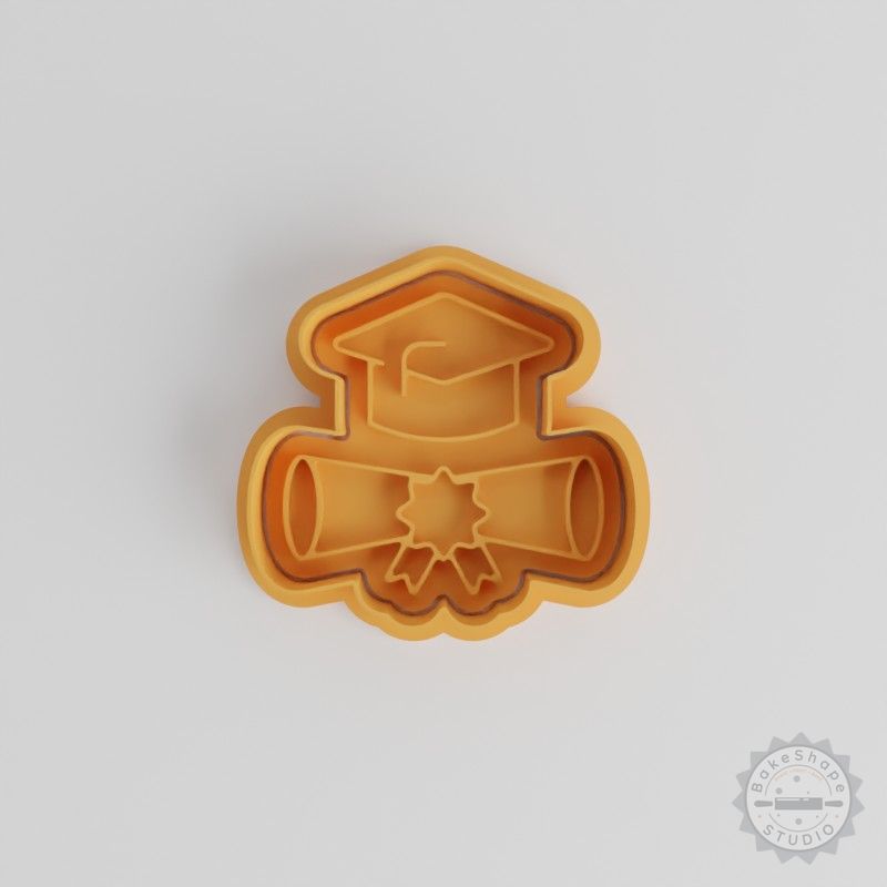 Graduation Shape Cutter and Stamp Set, Perfect for Cookies and Fondant, 6-Piece Set, Includes Graduation Cap and Diploma Designs