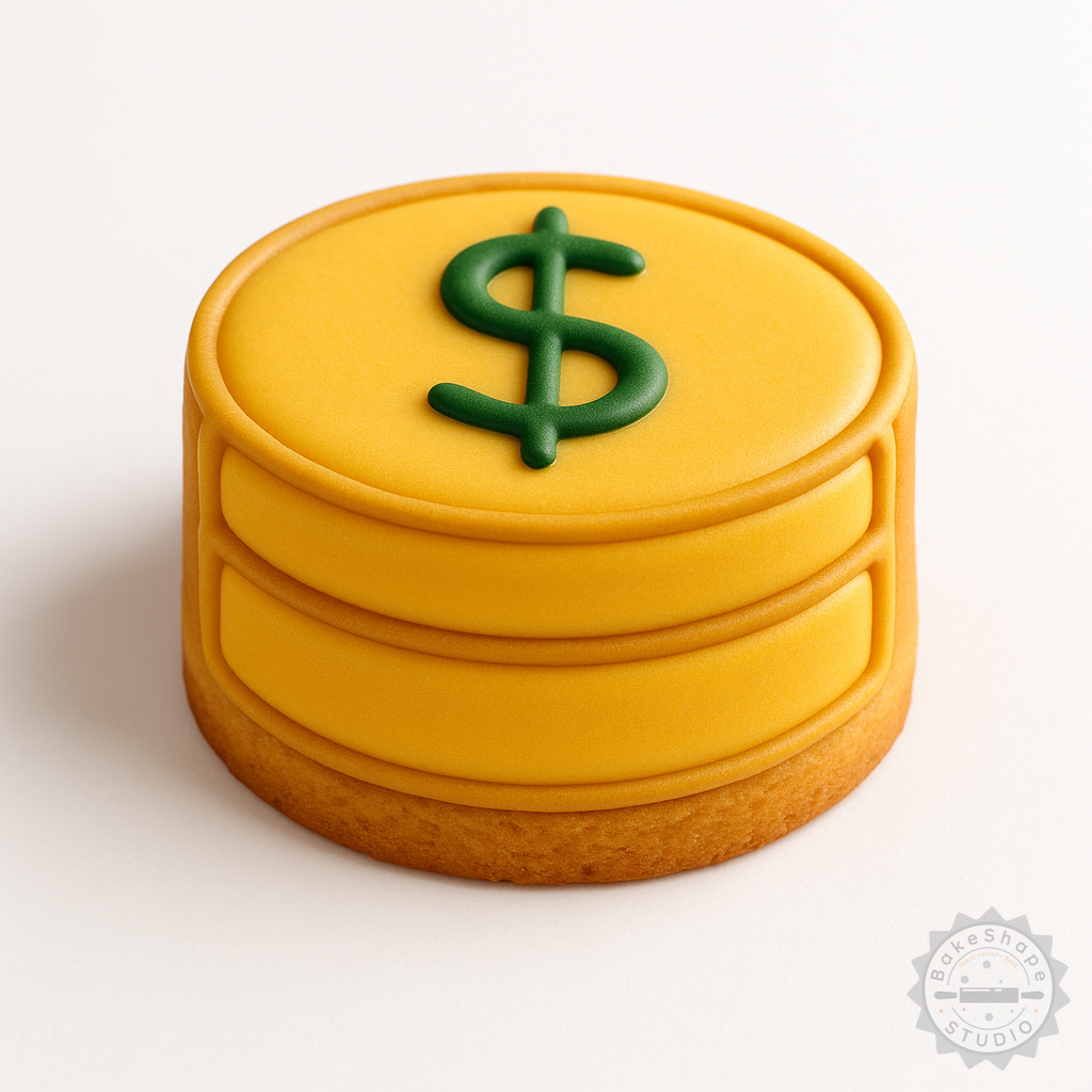Decorated example 1 of Dollar Cookie Cutter Stamp Set, 6-Piece, Multi-Size S/M/L, Perfect for Cookies and Fondant