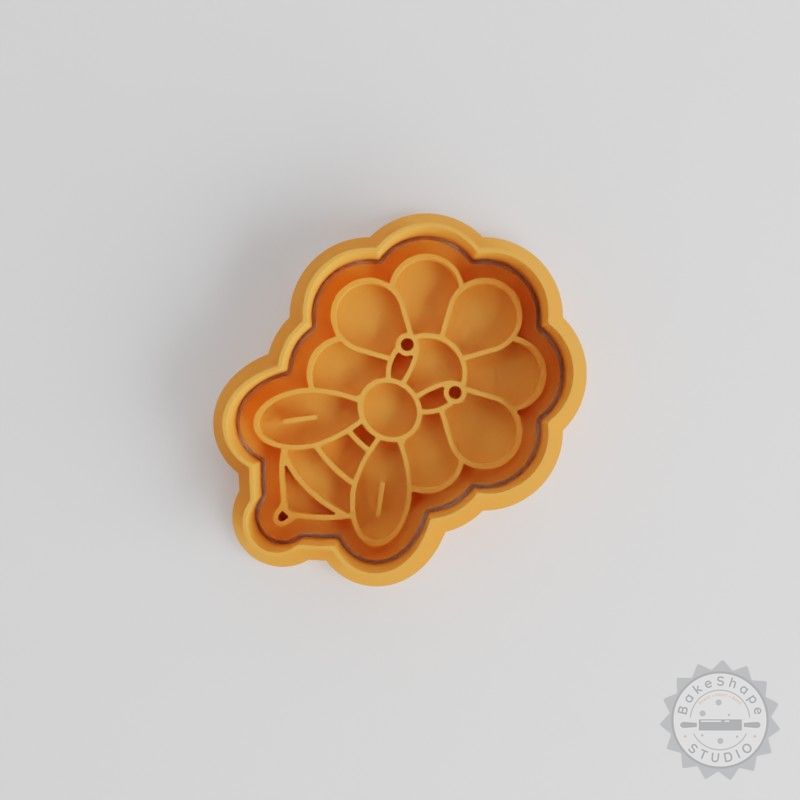 Bee on Flower Cookie Cutter & Stamp Set, Perfect for Fondant, 6-Piece, Sizes S/M/L
