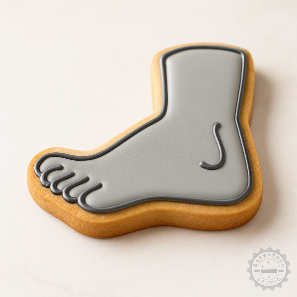 Decorated example 1 of Foot Shape Cookie Cutter and Stamp Set, 6-Piece, S/M/L Sizes for Fondant