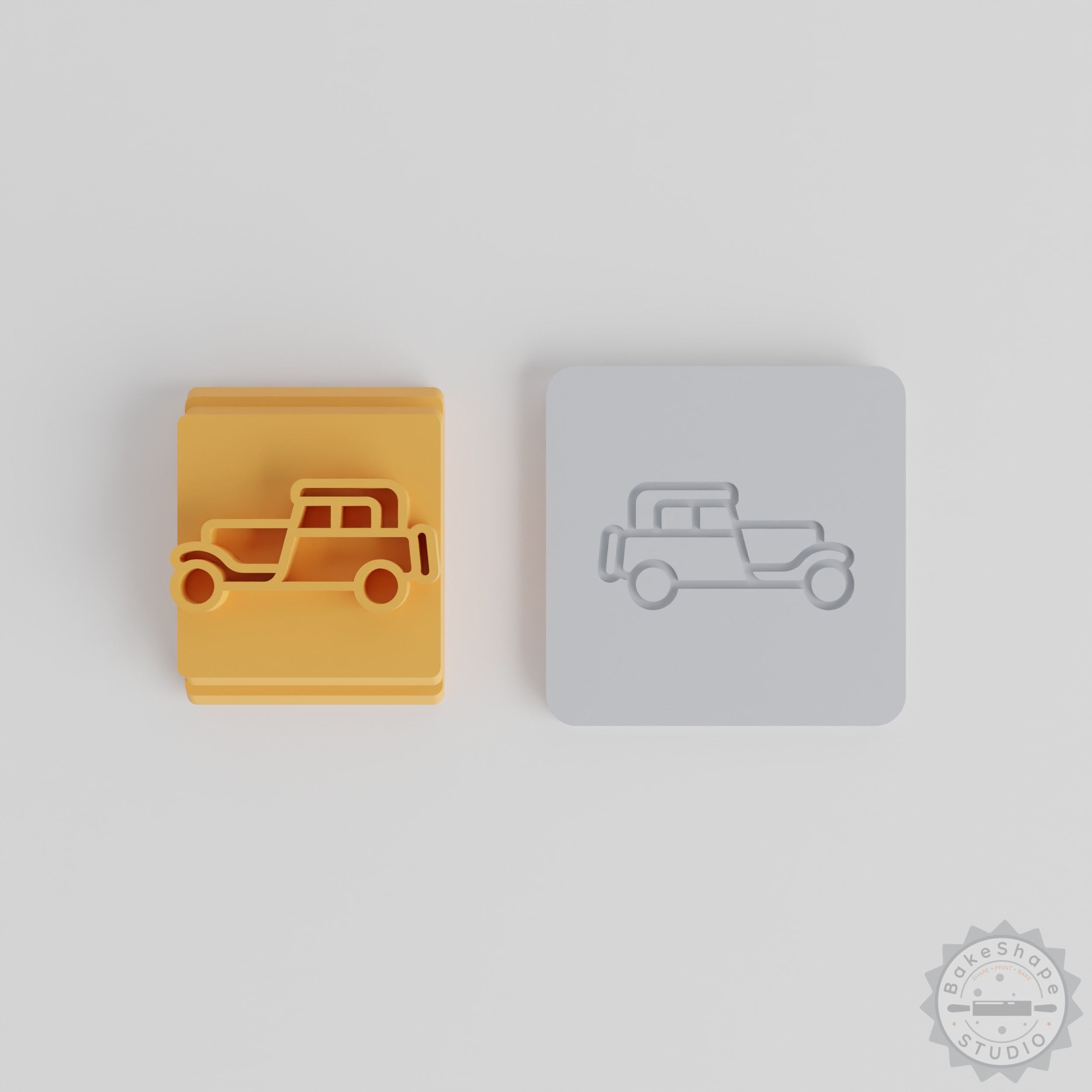 Vintage Car Stamp Tile Set, 5 Sizes, Perfect for Clay and Cookie Crafts