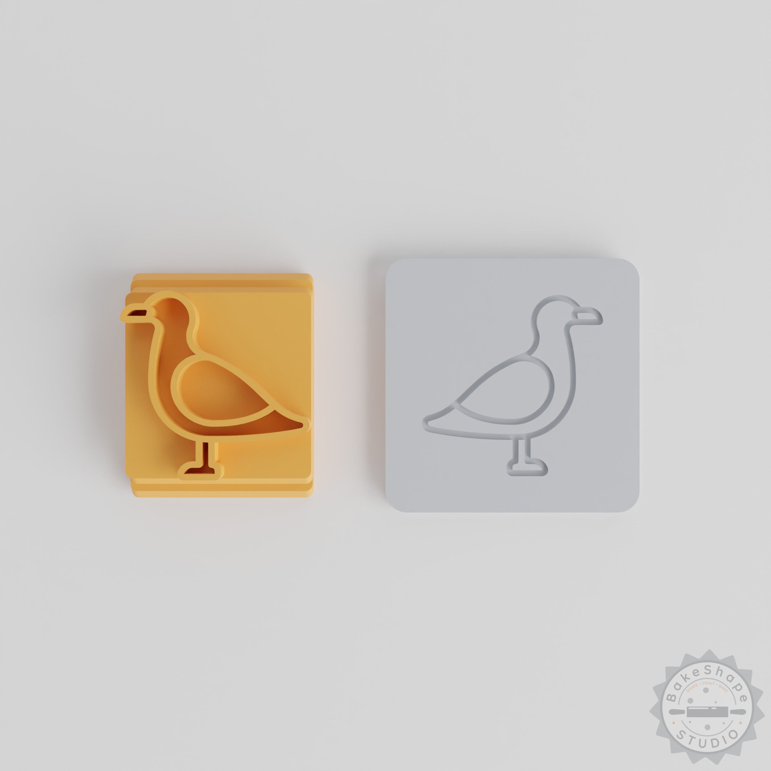 Seagull Bird Stamp Tile Set for Clay, Cookies, Fondant, 5 Sizes, Animal Motif for Crafting