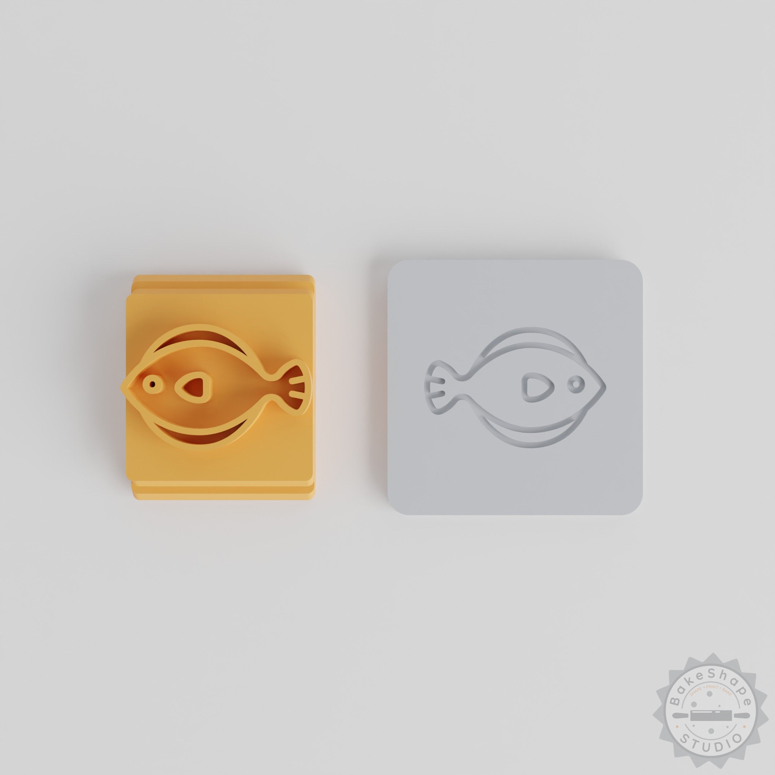Flounder Stamp Tile Set for Clay, Cookies, Fondant with 5 Motif Sizes
