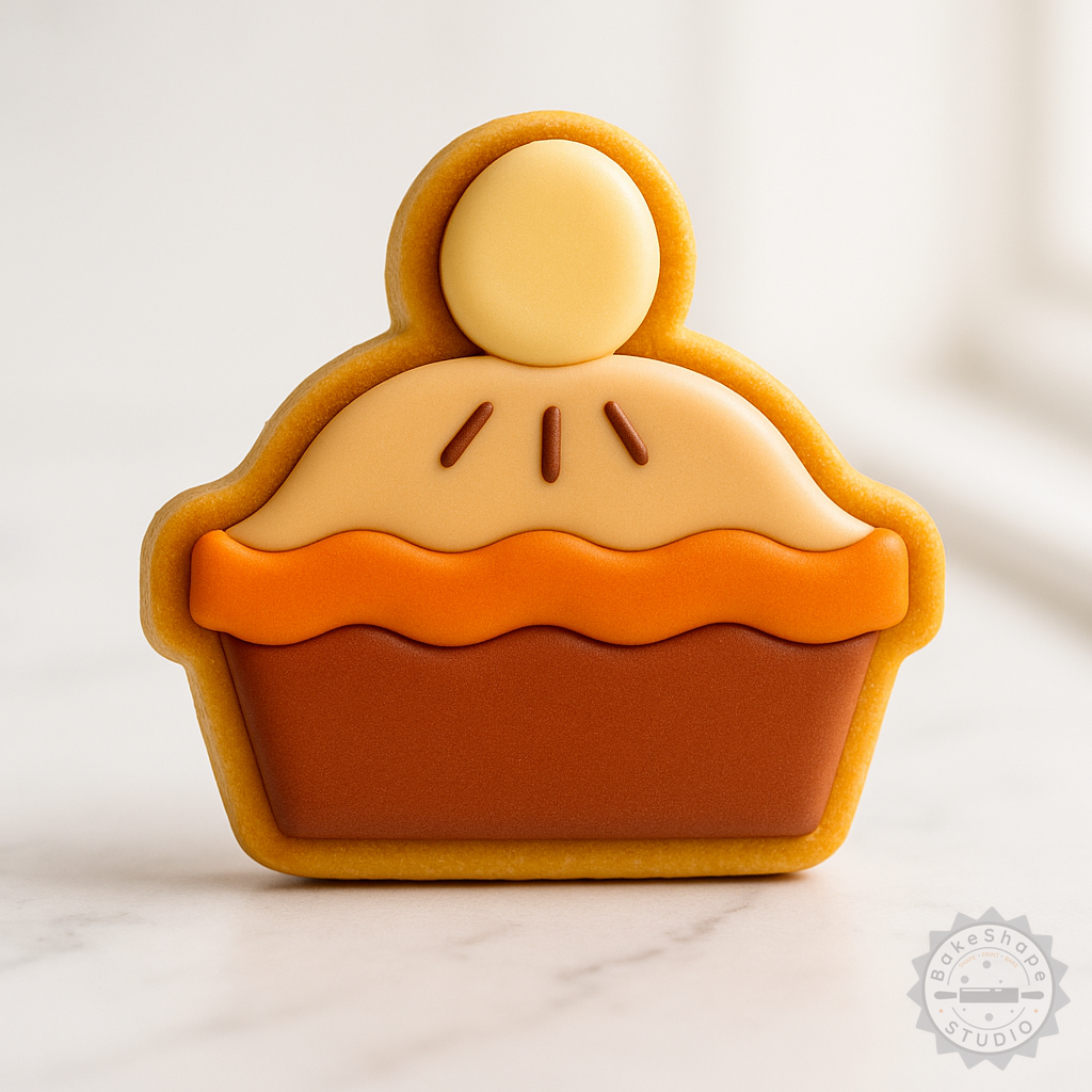 Decorated example 1 of Pie Shape Cutter and Stamp Set, 6 Piece Cookie and Fondant Design Set in Three Sizes
