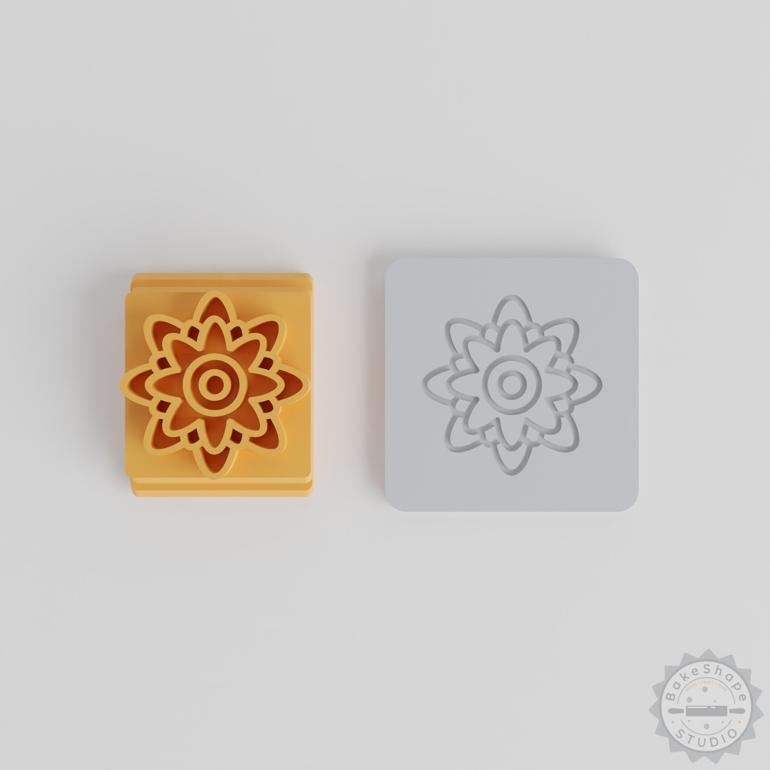 Dahlia Floral Stamp Tile Set, 5 Motif Sizes 20-40mm for Clay, Fondant, Cookies