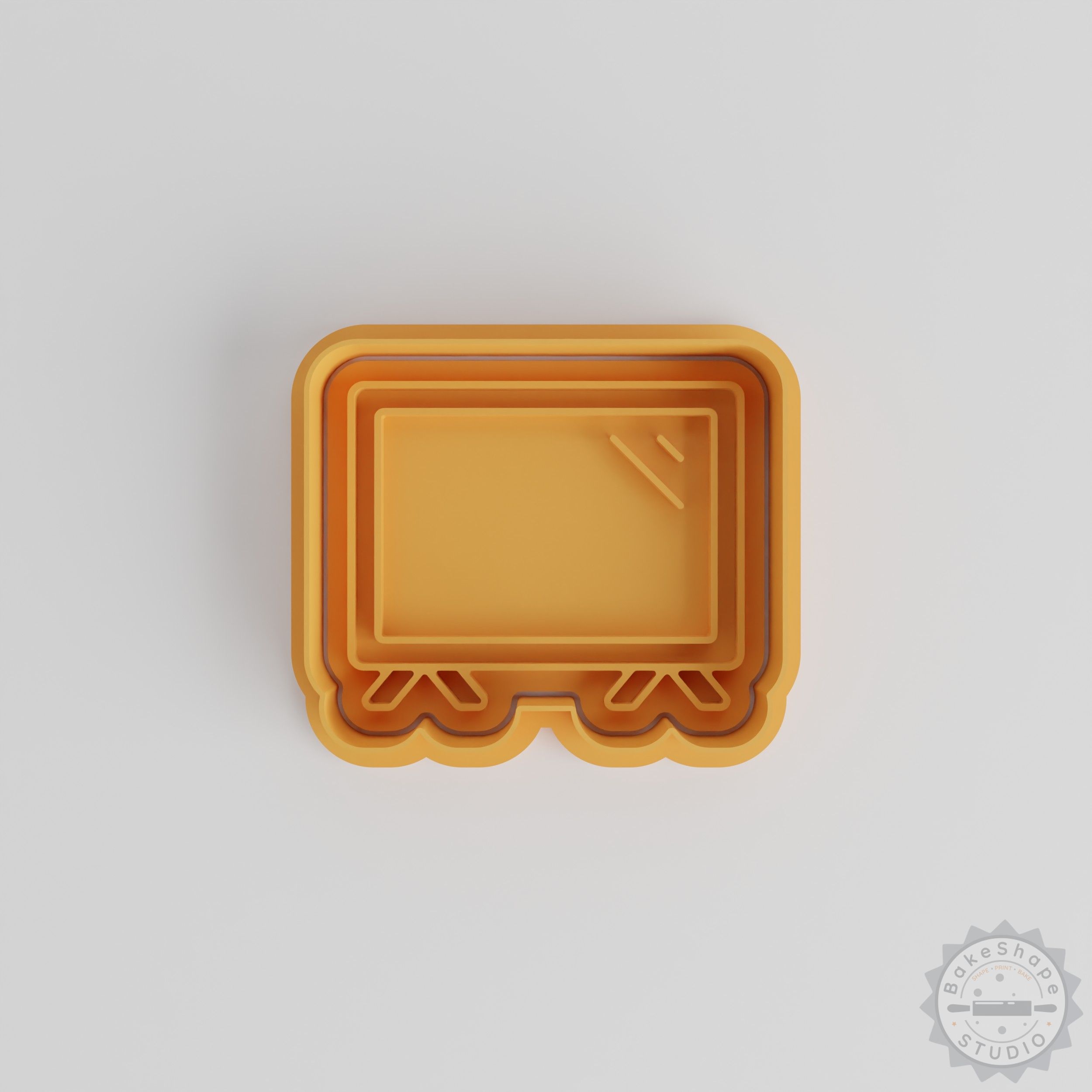 Television Screen Shape Cutter & Stamp Set, Cookie & Fondant Decor, S/M/L Sizes, 6 Pieces