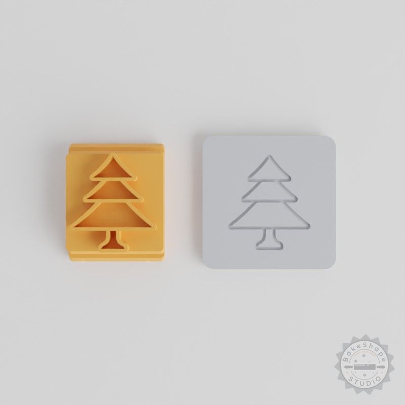 Pine Tree Stamp Tile Set for Clay, Cookies, Fondant - 5 Sizes, Nature Pine Design