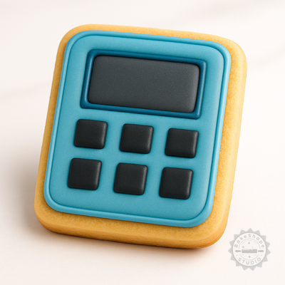 Decorated example 1 of Calculator Bundle with Shape Cutter and Stamp for Cookies and Fondant, Includes 6 Pieces in 3 Sizes