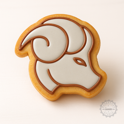 Decorated example 1 of Capricorn Zodiac Shape Cutter & Stamp Set, 6-Piece Cookie & Fondant Tool Collection, S/M/L Sizes