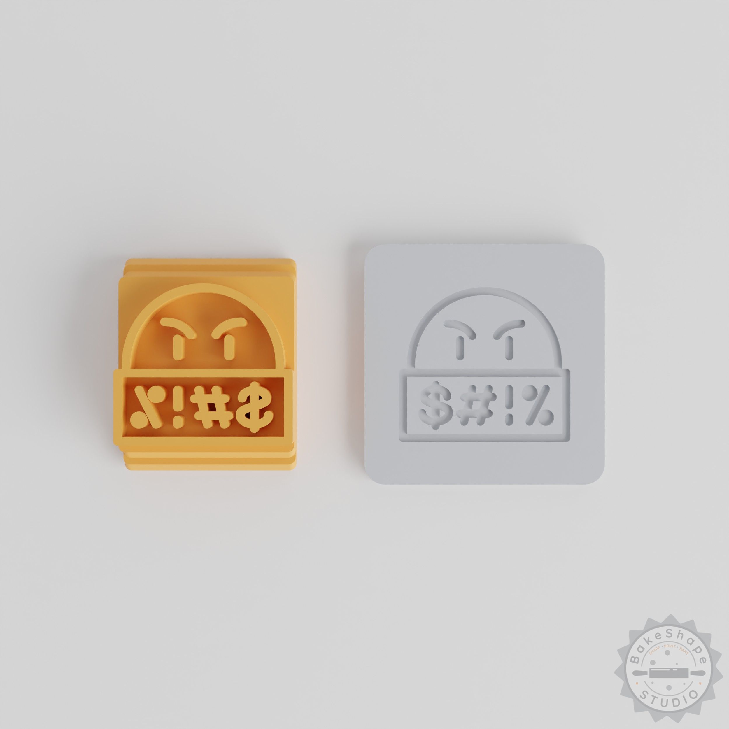 Swearing Stamp Tile Set, Expressive Emoji Designs, Clay & Cookie Stamps, 5 Motif Sizes