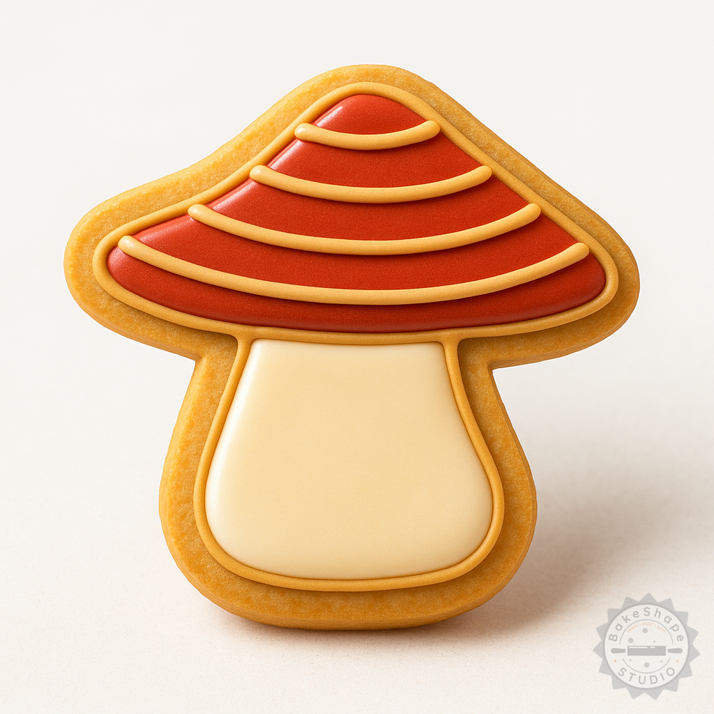 Decorated example 1 of Mushroom Cookie Cutter Set, Shape Stamp, Perfect for Cookies & Fondant, 6-Piece S/M/L Sizes