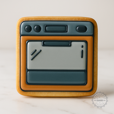 Decorated example 1 of Oven Shape Cutter & Stamp Set for Cookies Fondant, 3 Sizes, Perfect Baking Kitchen Appliance