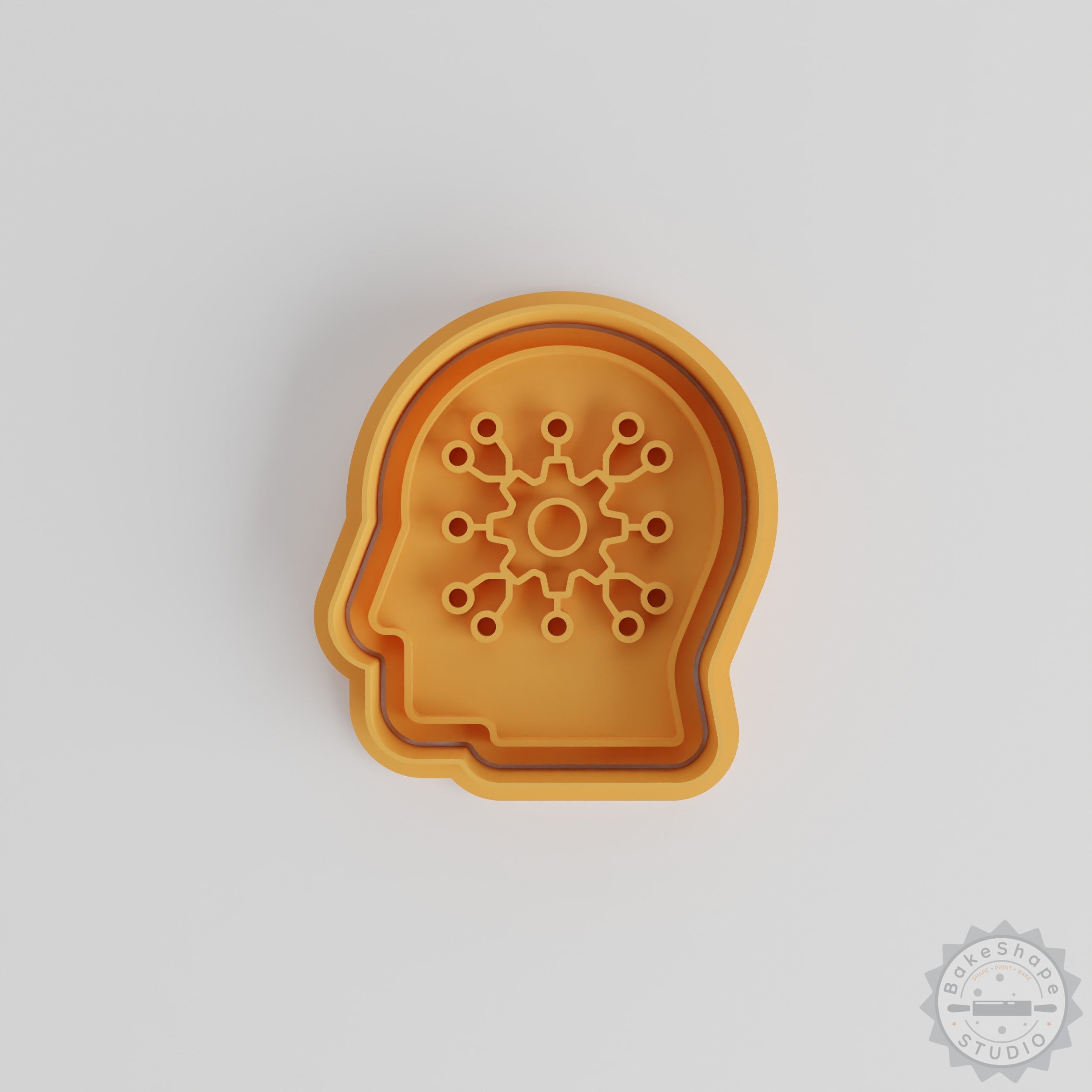 Cybernetic Shape Cutter and Stamp Set, Brain Design, 3 Sizes, Perfect for Cookies and Fondant
