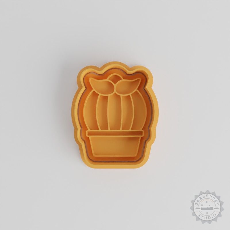 Cactus with Flower Cookie Cutter and Stamp Set, 6-Piece Multi-Size Shape & Stamp for Fondant Cookies
