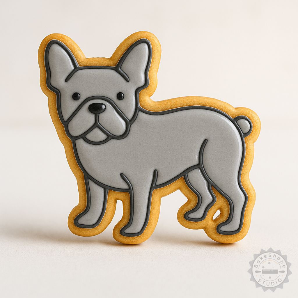 French Bulldog cookie cutter and stamp set STL for 3D printing cookies and fondant decorations