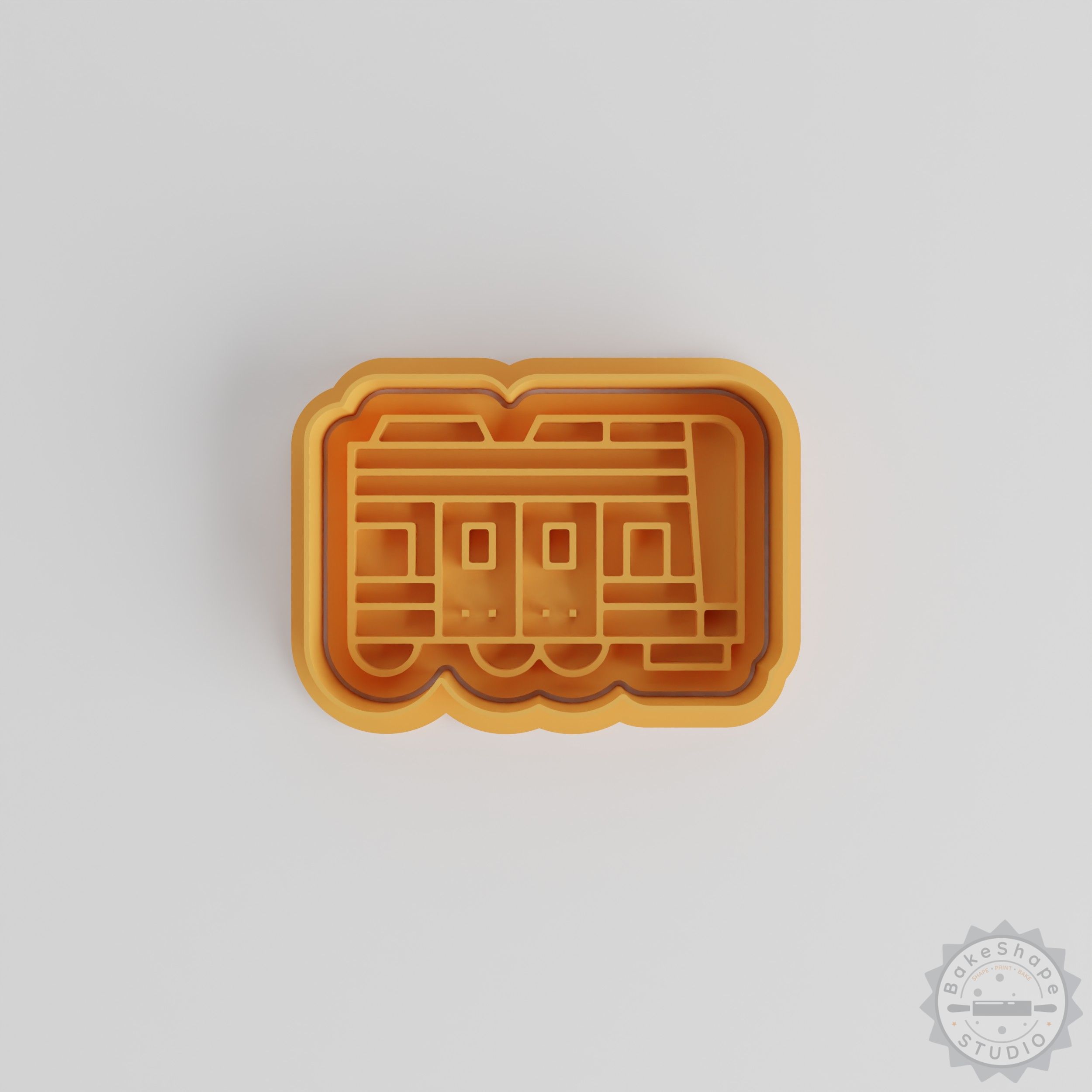 Train cookie cutter and stamp STL set in small, medium, and large sizes for 3D printing