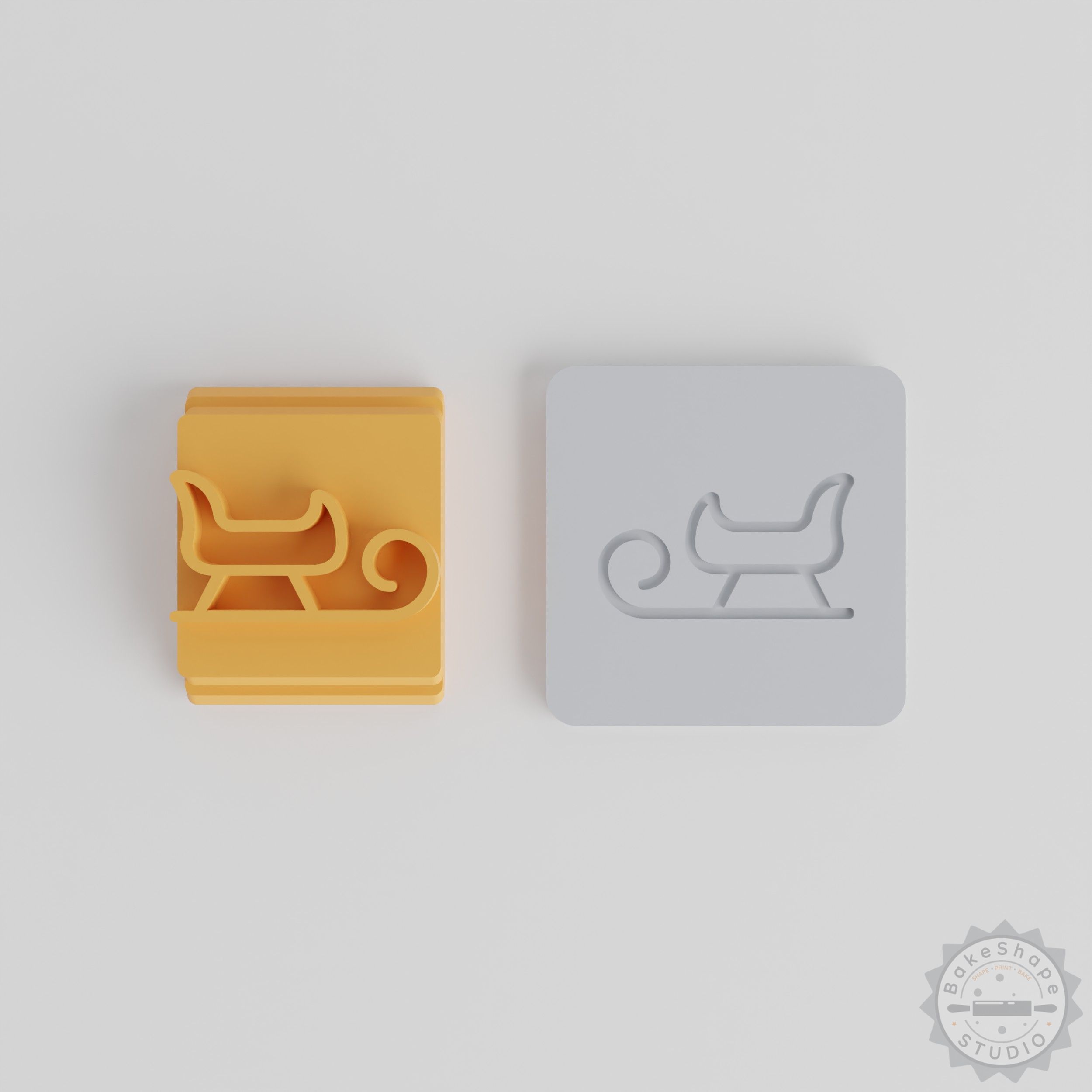Festive Winter Sled Stamp Tile Set, 5 Sizes, Perfect for Clay & Fondant Crafting