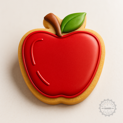 Decorated example 1 of Apple Shape Cutter and Stamp Set for Cookies and Fondant, 6-Piece, S/M/L Sizes, Perfect Fruit Designs