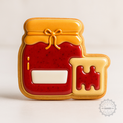Decorated example 1 of Cookie and Fondant Shape Cutter Set with Jam, Includes Sweet Spread, 6-Piece Preserves Stamp, S/M/L Sizes