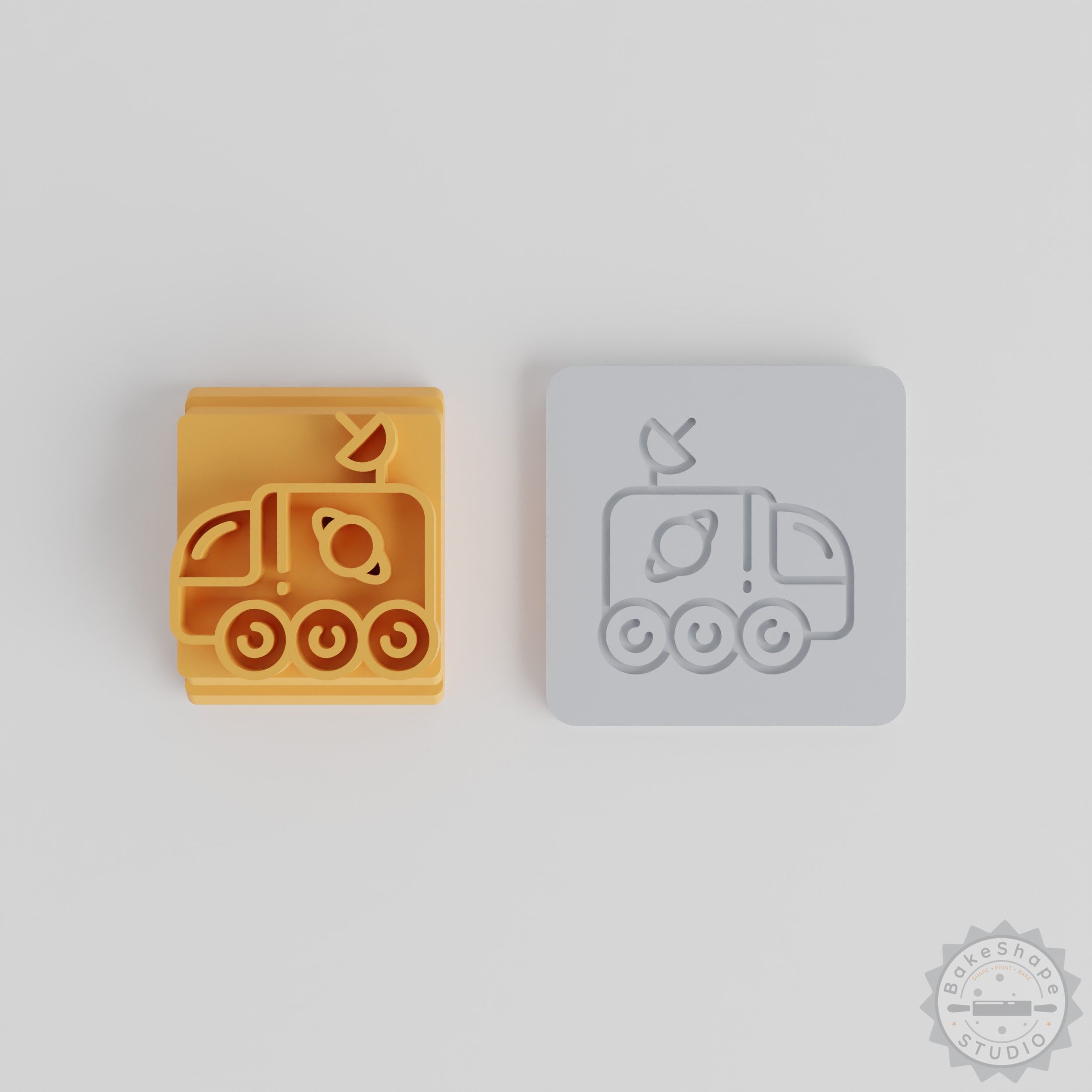 Moon Buggy Stamp Tile Set, 5 Sizes for Clay, Cookies, Fondant, Space Vehicle Motif