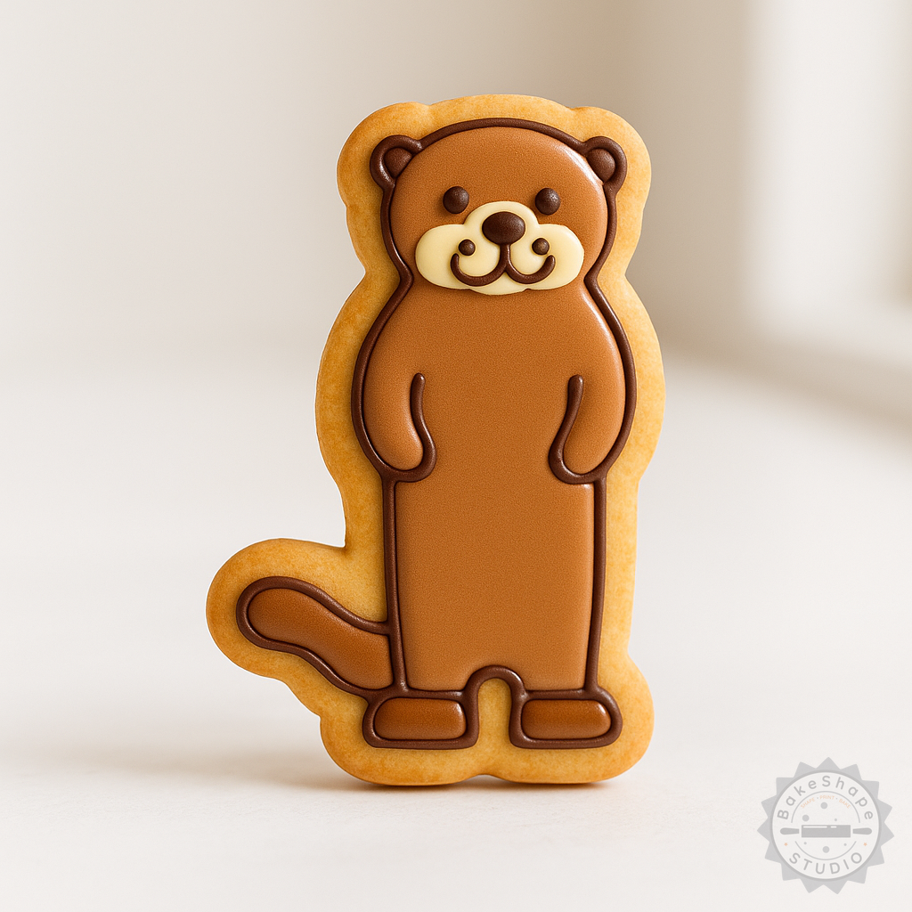Decorated example 1 of Otter Shape Cutter & Stamp Set, Perfect for Cookies & Fondant, 6 Piece S/M/L
