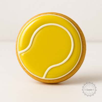 Decorated example 1 of Tennis Cookie Cutter Set, Shape Cutter and Stamp for Cookies and Fondant, Sports Ball Design, 3 Sizes S/M/L