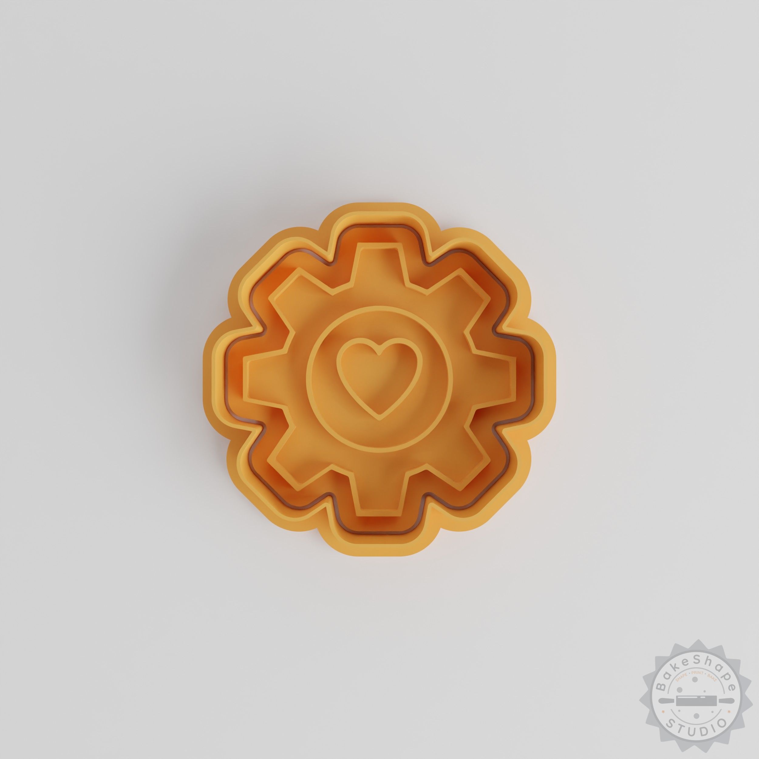 Gear Heart Cookie Cutter & Stamp Set, 6-Piece, Perfect for Cookies & Fondant, S/M/L