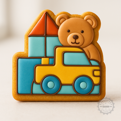Decorated example 1 of Cookie Cutter and Stamp Set, 6-Piece, Fun Baking Toys for Kids, Small to Large Sizes
