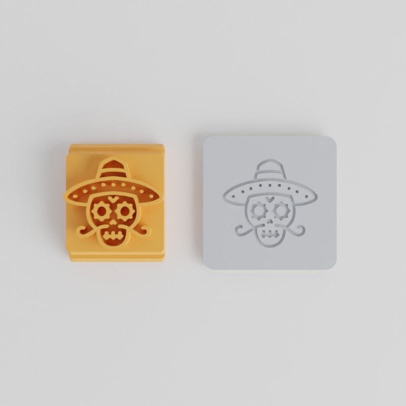 Skull Stamp Tile Set, 5-Piece, for Clay, Cookies, Fondant, Featuring Day of the Dead Mexican Sugar Skull Designs
