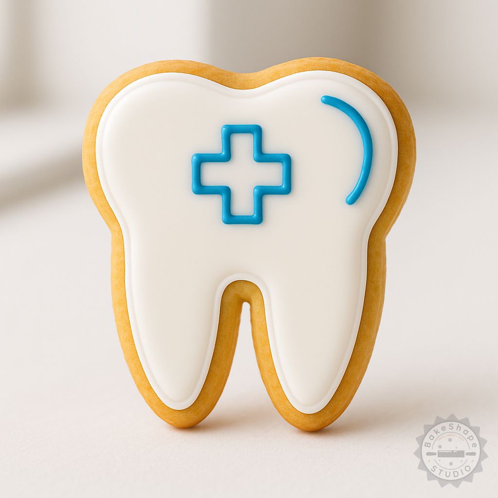 Dental shape cookie cutter and stamp set STL for 3D printing dental-themed treats