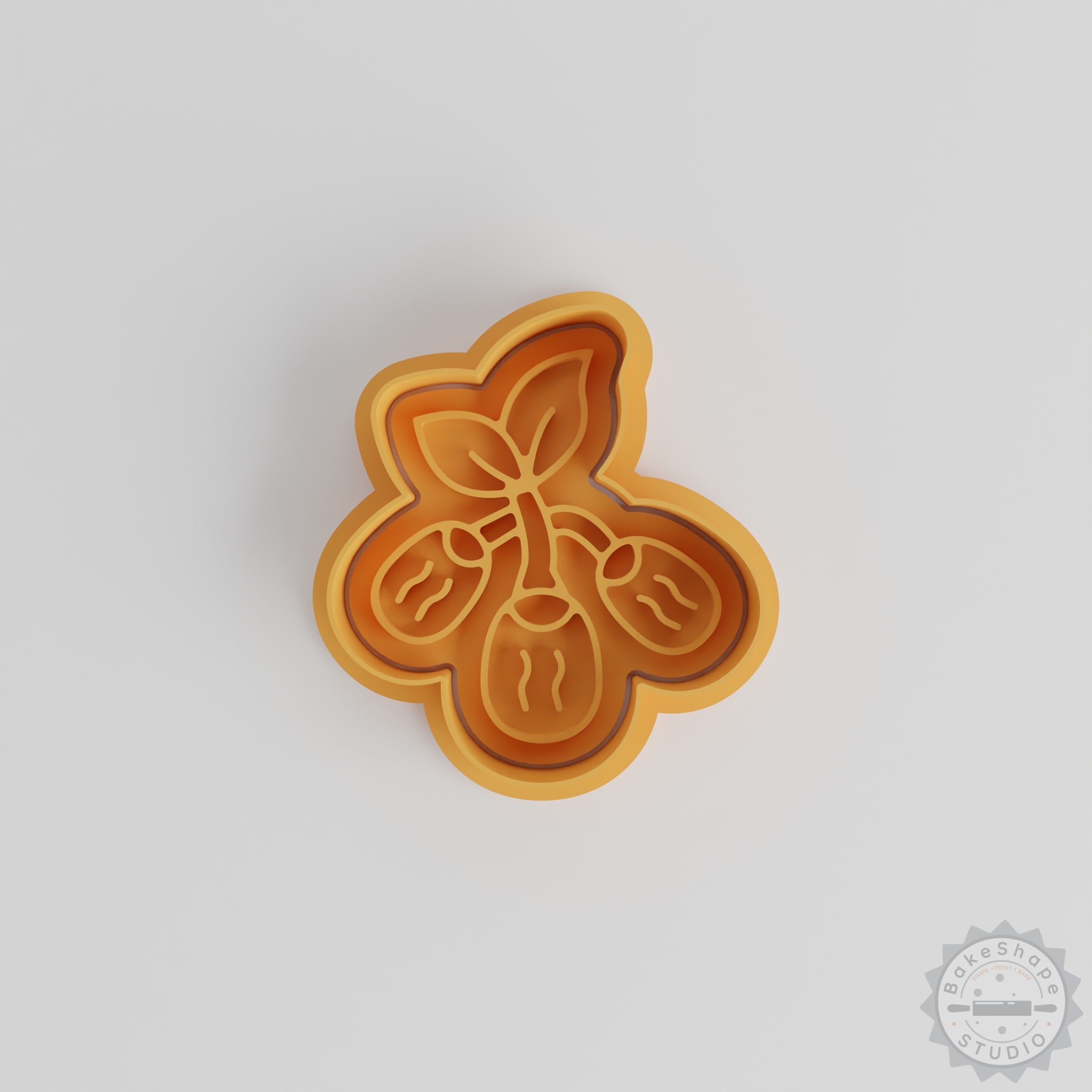 Healthy date fruit snack cookie cutter and fondant stamp STL for 3D printing with small, medium, and large sizes