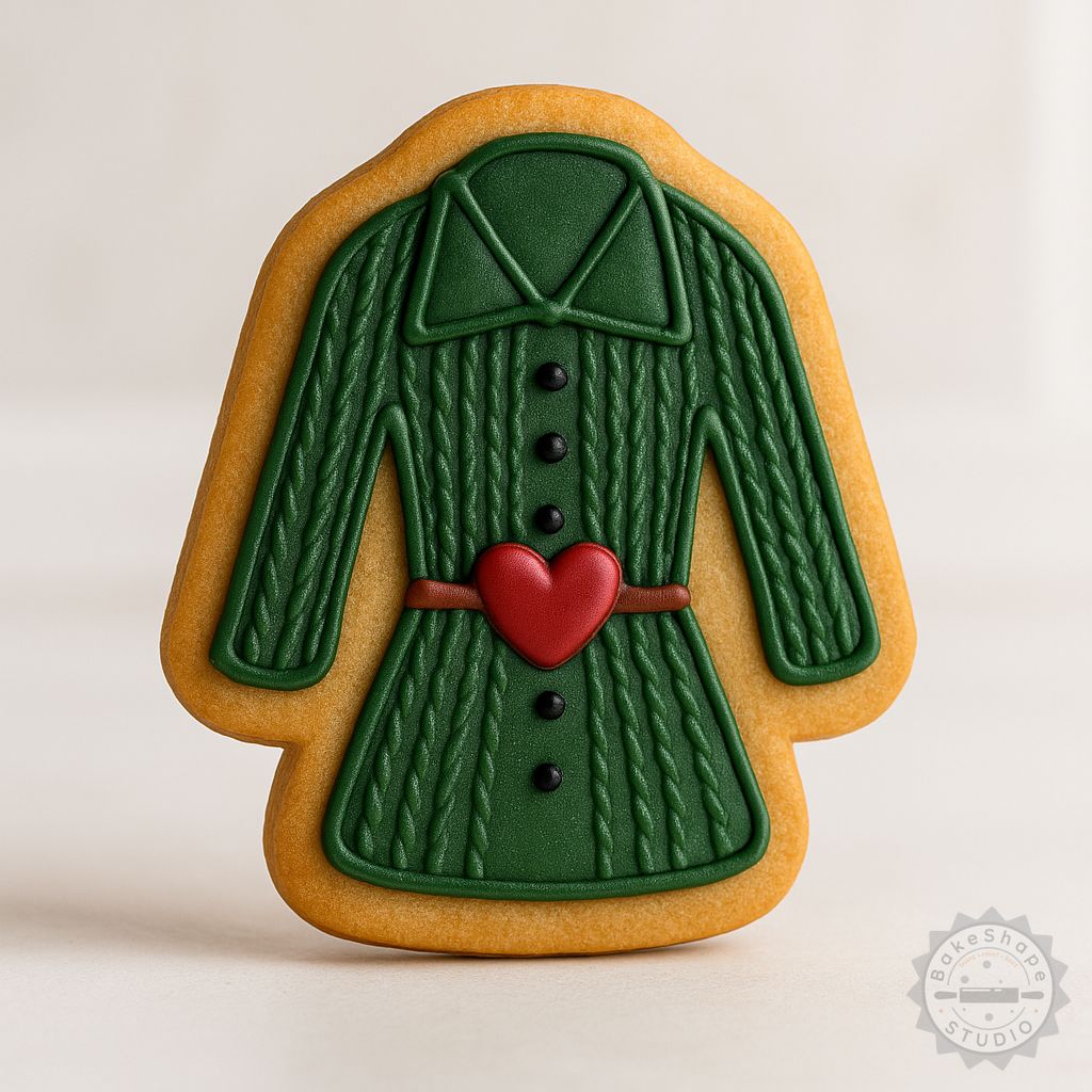 Woolen coat winter dress cookie cutter and stamp STL for 3D printing and baking
